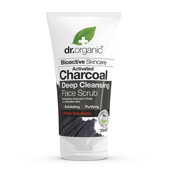 Charcoal Face Scrub 125ml-Dr Organic-UAE-BEAUTY ON WHEELS