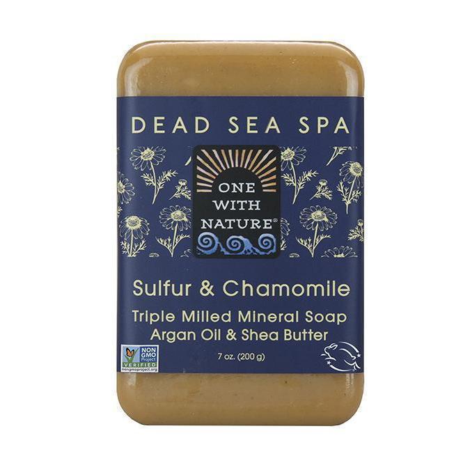 Dead Sea Sulfur & Chamomile Bar Soap-One With Nature-UAE-BEAUTY ON WHEELS