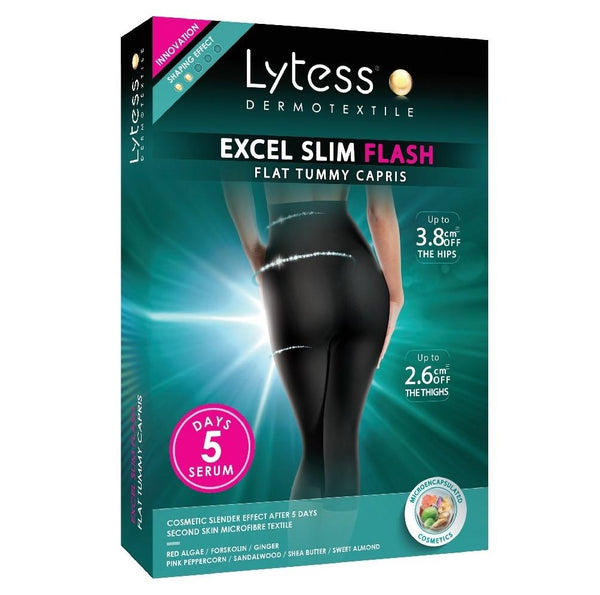 Excel Slim Flash Flat Tummy Capris Black-Lytess-UAE-BEAUTY ON WHEELS