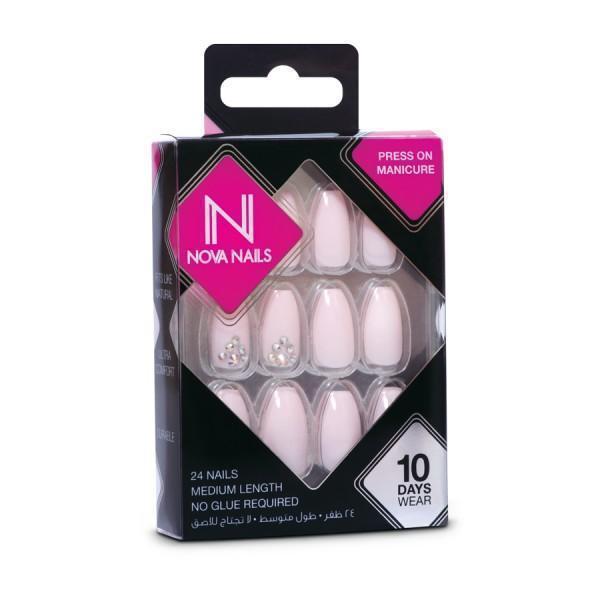 Novanails Press On 3D Nude With Crystal - 0033-Nova Nails-UAE-BEAUTY ON WHEELS